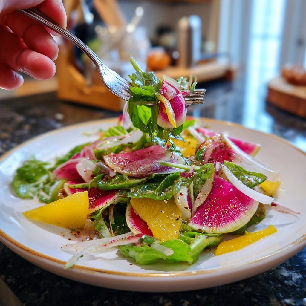 Watermelon Radish Salad with Honey Vinaigrette