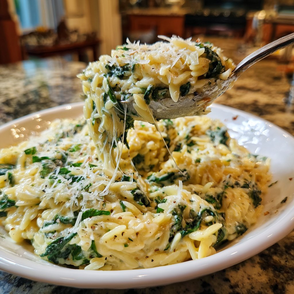 Creamy Spinach Parmesan Orzo