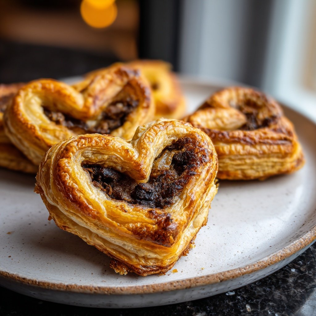 Puff Pastry Hearts with Mushroom Duxelles