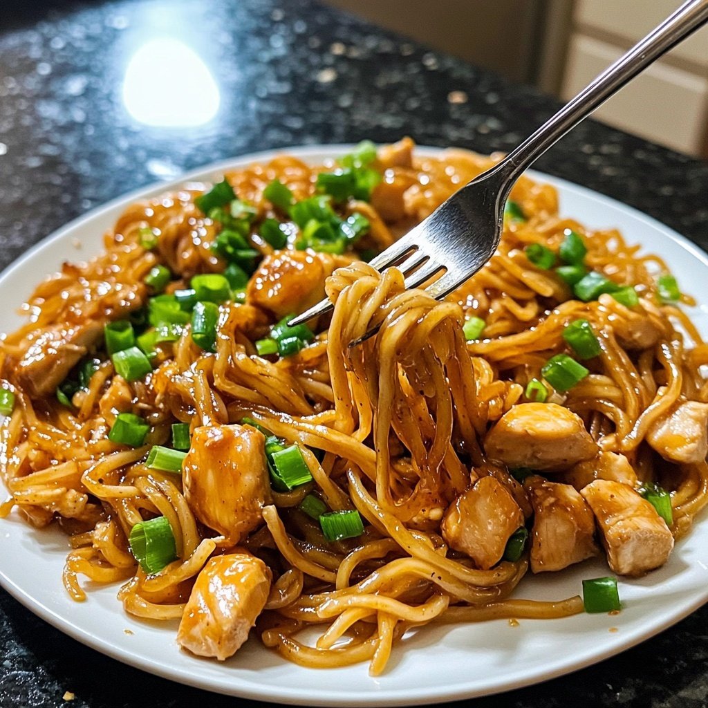 Sticky Garlic Chicken Noodles