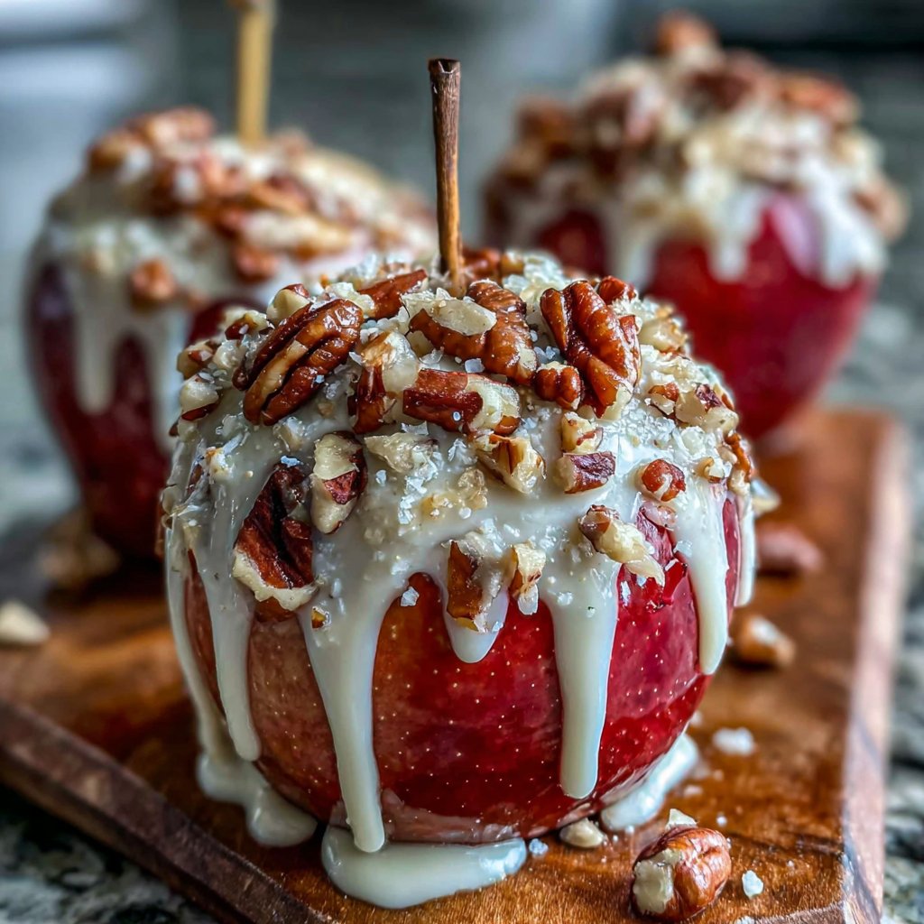 Candy Apple With White Chocolate Drizzle