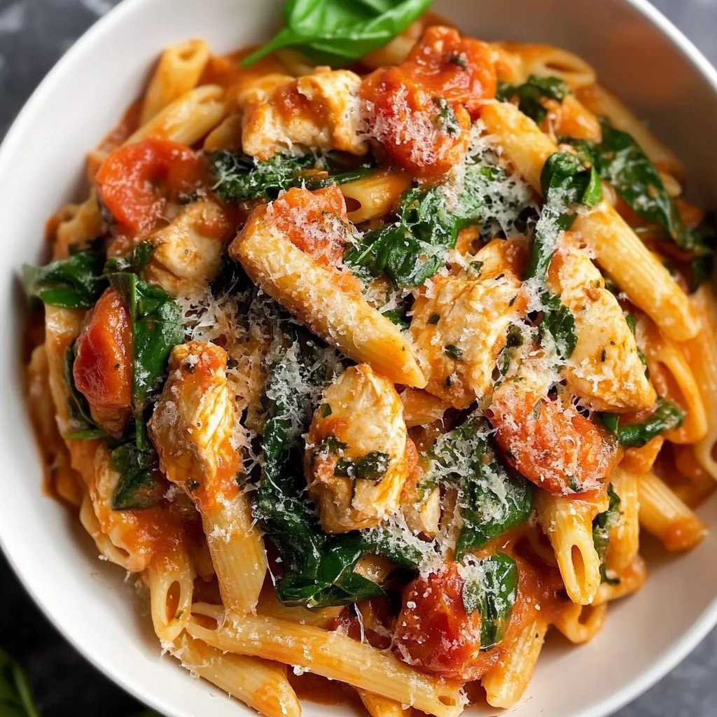 Tomato Spinach Chicken Pasta