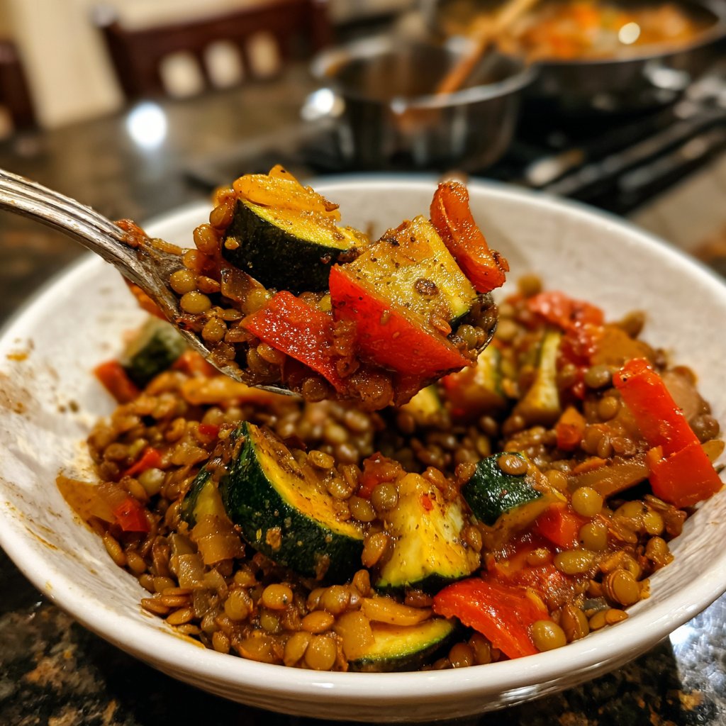 Roasted Veggie Lentil Skillet